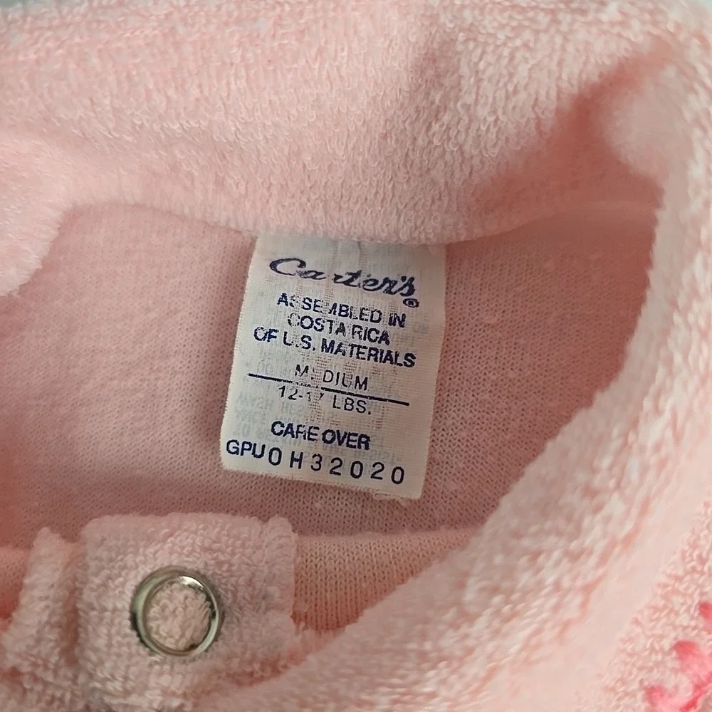 Vintage Carter's Pink Rose One Piece Footed Outfit 3 Months‎ Terrycloth